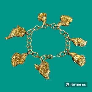 VTG Disney Snow White and The Seven Dwarfs Charm Chain Kidcore Bracelet